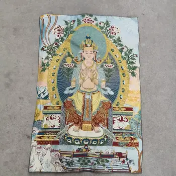 

China old Tibet silk Thangka like hanging painting fengshui Tibetan guanyin Buddha statue