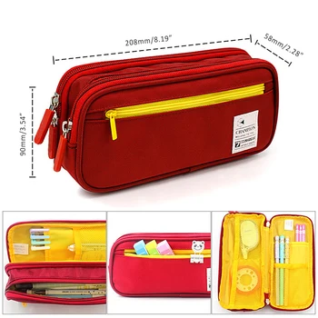 

Creative Pencil Case Twill Canvas Pen Box Multifuntion Double-layer Pencil Bag For Student Girl Cute Student Stationery Supplies