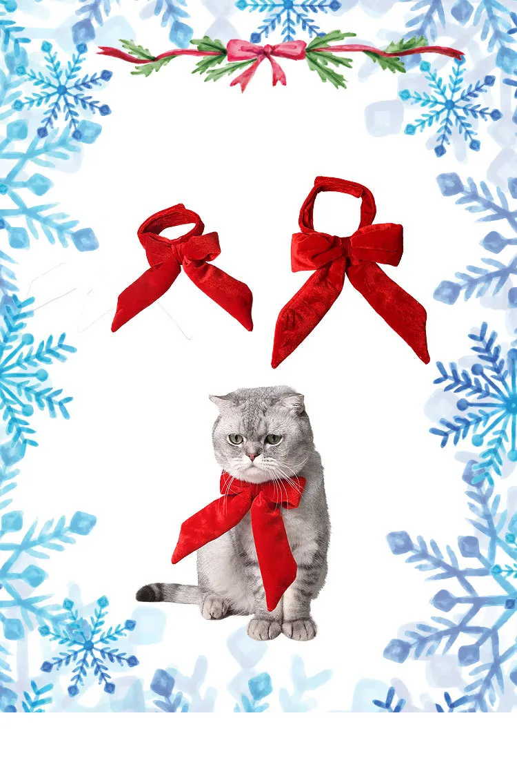 Cat Christmas Product Factory Red Retro Performance Bowtie Dog Holiday Fleece Large Bow Pet Decorations