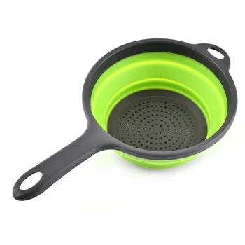 

Foldable Colander Washing Basket Vegetable Fruit Kitchen Strainer With Handle Collapsible Drainer Tools Silicone Kitchenware
