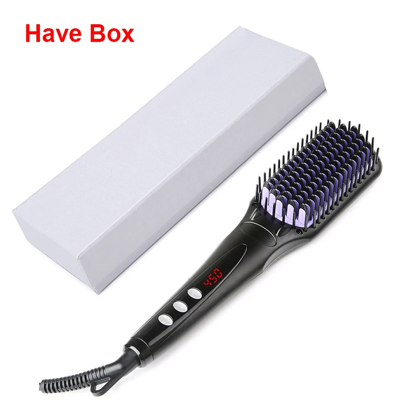 Black With Box Max 450F 110 v/220 v Профессиональный выпрямитель сглаживающая щетка для выпрямления бороды Керамический выпрямитель для волос Расческа ЖК-цифровой дисплей - Цвет: Black With Box