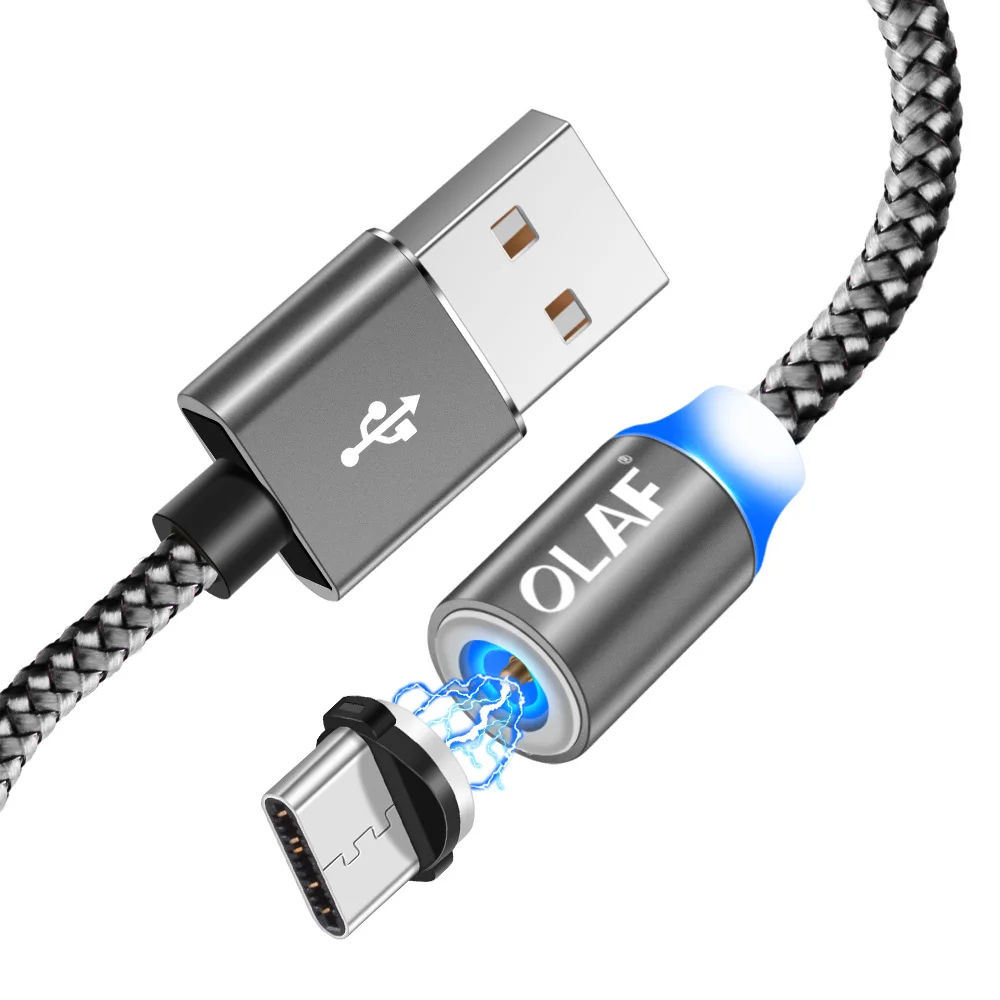 1 м 2 м Магнитный кабель usb type C для huawei P30 samsung Micro USB кабель Быстрая зарядка USB шнур для iphone 11 Магнитный зарядный кабель - Цвет: Grey Type C kit