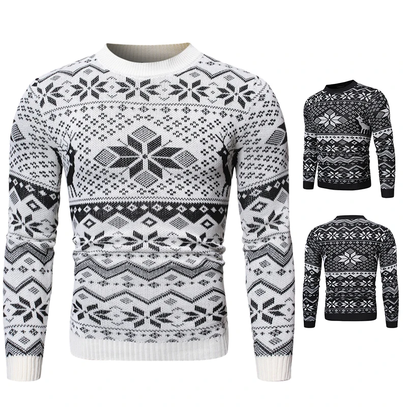

The new autumn 2020 foreign Christmas style round neck pull-over snowflake sweater plus size pull-over sweater