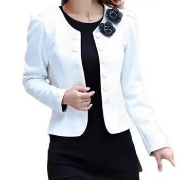 

Office Lady Flower Long Sleeve Double Breasted Blazer Coat Spring Autumn Outwear Short button-down coat in solid color for ladie