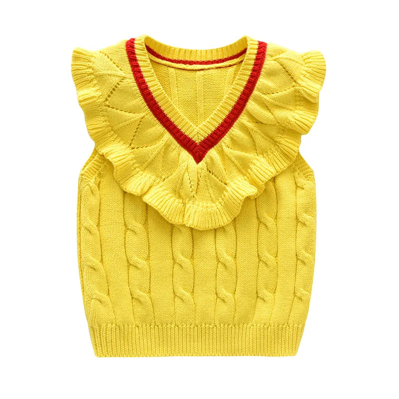 Г. Новинка; осенний товар; модный топ без рукавов для девочек; свитера для девочек - Цвет: yellow