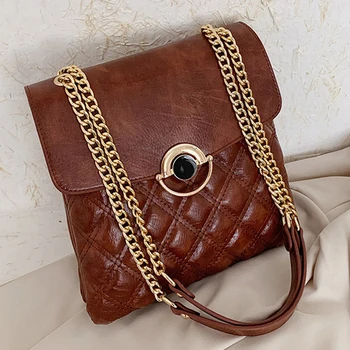 

Diamond Lattice Multifunctional Package PU Leather Shoulder Bags for Women 2020 Round Lock Handbags High Quality Retro Back Pack