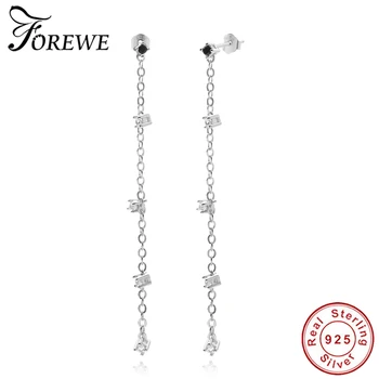 

Forewe New Trendy 925 Sterling Silver Long &Tassel Drop Earrings for Women silver 925 Jewelry Wedding Engagement Gift 2020
