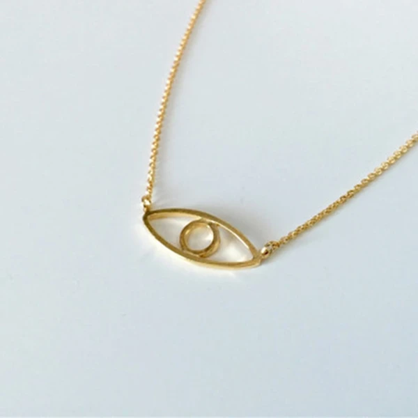 Evil eye necklace Dainty Open     line evil eye necklace