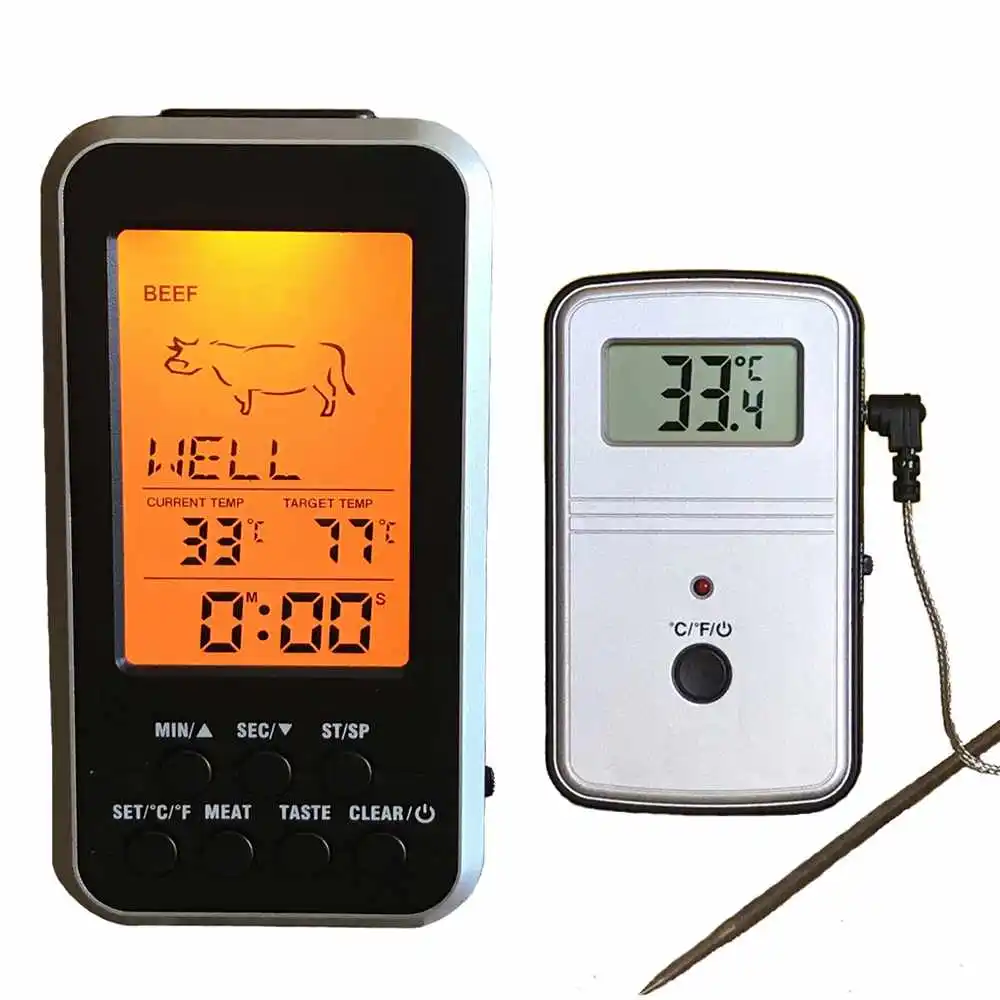 Digital BBQ Thermometer Wireless Kitchen Oven Food Cooking Grill Smoker Meat Thermometer with Probe and Timer Temperature Alar Digital BBQ Thermometer Wireless Kitchen Oven Food Cooking Grill Smoker Meat Thermometer with Probe and Timer Temperature Alar