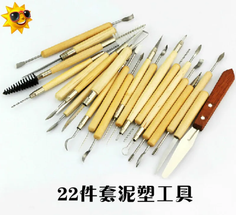 

Carved Sludge Carving Tool DIY Clay Sculpture Knief Fimo Clay Sculpture Pottery Tools 22 Pieces Radium Silk Pencil Case