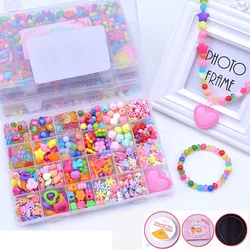 Juguete de cuentas hecho a mano con accesorios para niños, juego creativo de 24 cuadrículas, para hacer joyas, juguetes educativos, regalo para niños