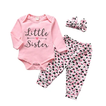 

Autumn Baby Girl Adorable Short Sleeve Romper Tops Floral Print Trousers Headband Outfits Clothes