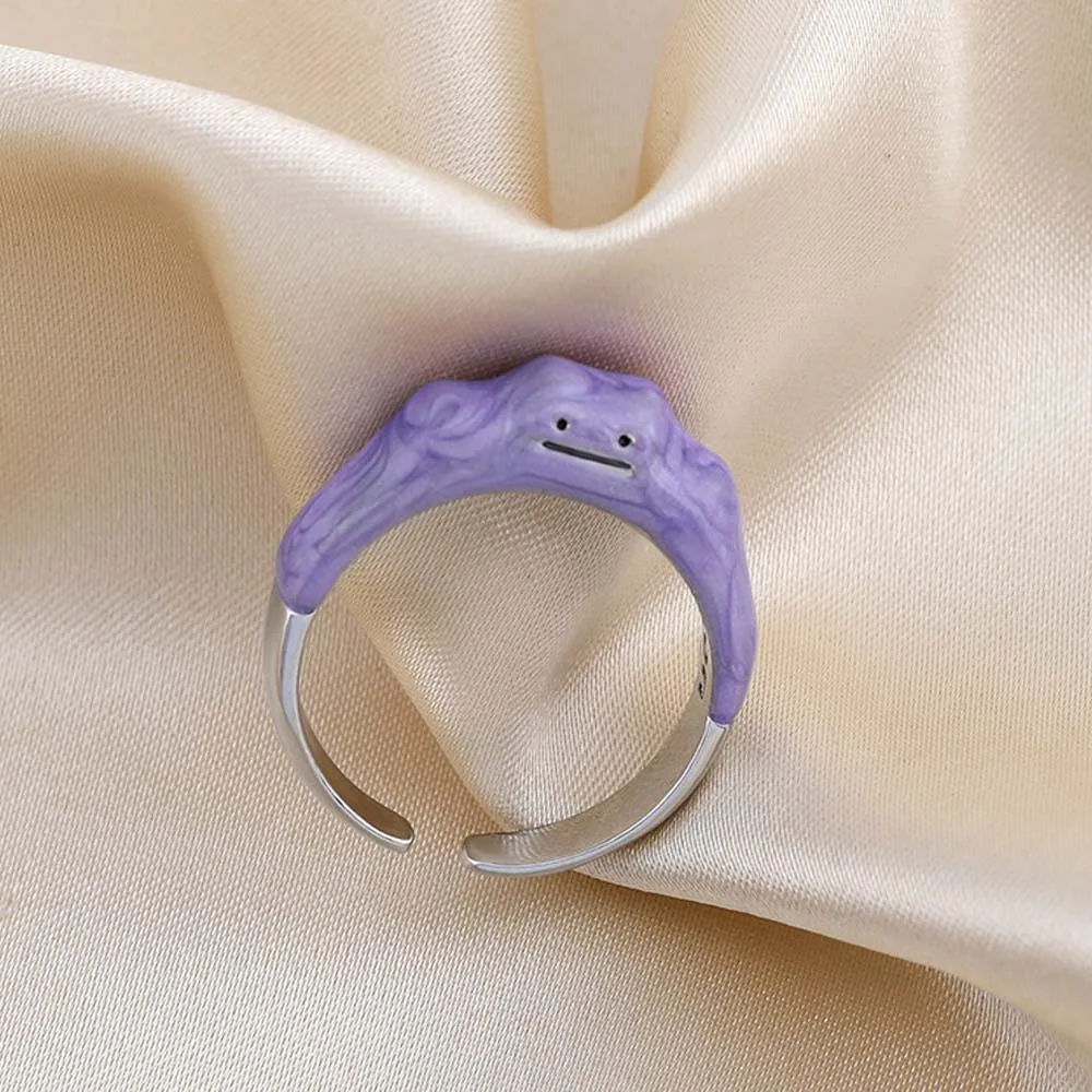 Korean Open Rings Dreamy Purple Cute Smiley Monster Ring Women Girls Fashion Jewelry - Image 3