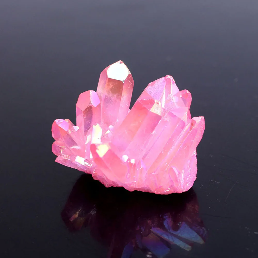 

1pc New Pink Electroplated Vug Crystal Quartz Specimen Electroplating Crystal Clusters Decoration Gift Healing