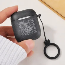 Милый чехол для Apple air pods, чехол с рисунком Рика Морти, чехол для наушников Airpods 1 2, черный мягкий чехол с кольцом