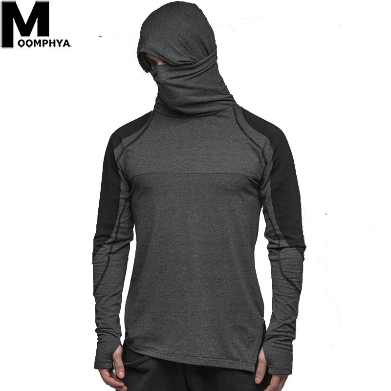 Мужская футболка с капюшоном Moomphya забавная маска ниндзя ветрозащитная