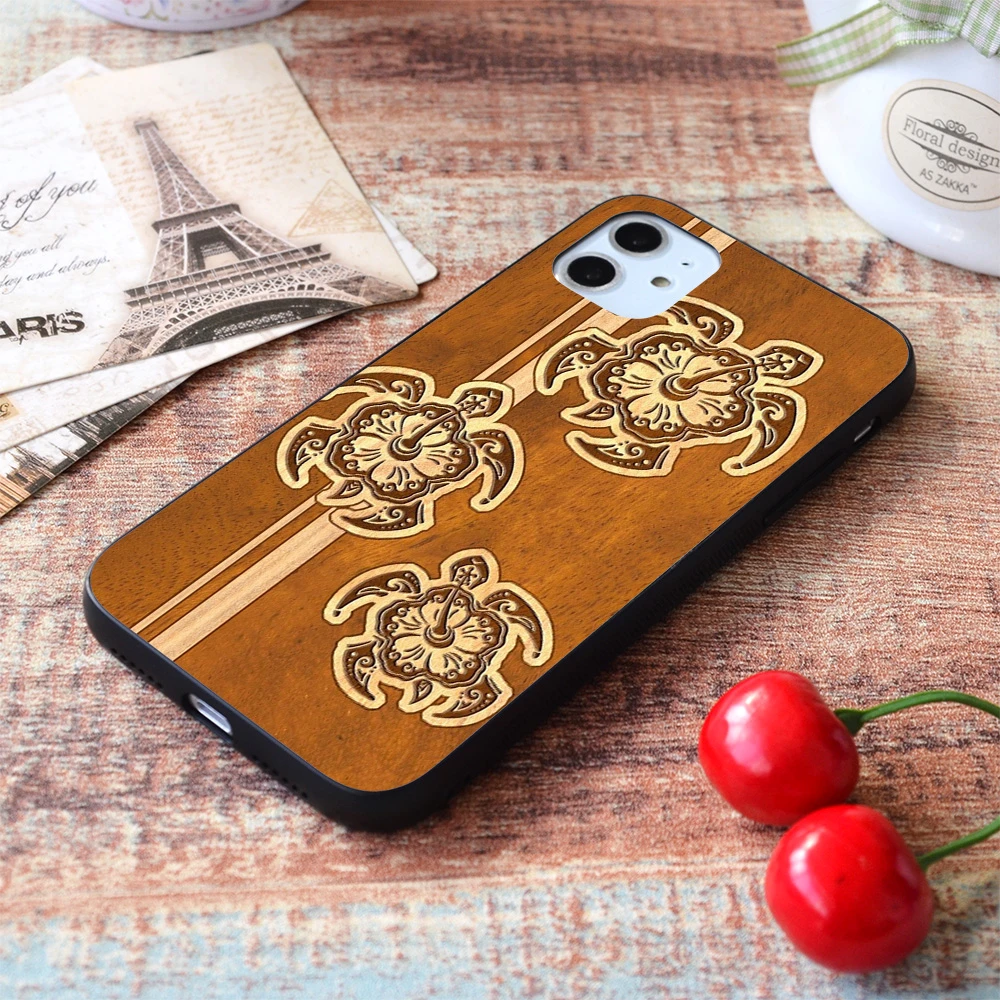 iphone 7 cover For iPhone Uhane Honu Faux Wood Hawaiian Turtle Soft TPU Border Apple iPhone Case case iphone 6