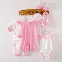 8 шт./лот, От 0 до 3 месяцев/весна-осень, спортивный костюм для новорожденных, хлопок, детская одежда, костюм унисекс, комплект одежды для маленьких мальчиков и девочек