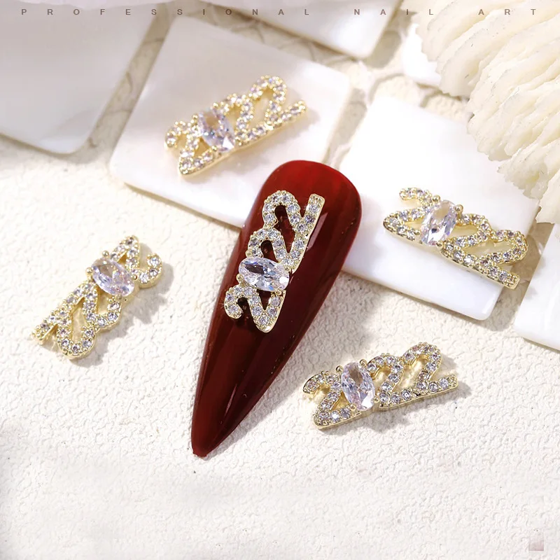 

2022 New Year Nail Zircon Jewelry Zodiac Fortune Bag Pendant Luxury Tiger Color Protection Rhinestones Jewelry Nail Accesoires