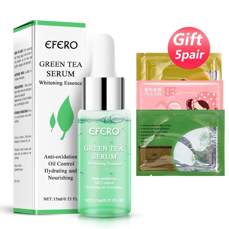 

EFERO 15ml Acne Treatment Face Serum Green Tea Whitening Essence Serum Repair Skin Smooth Oil Control Hydrating Acne Face Cream