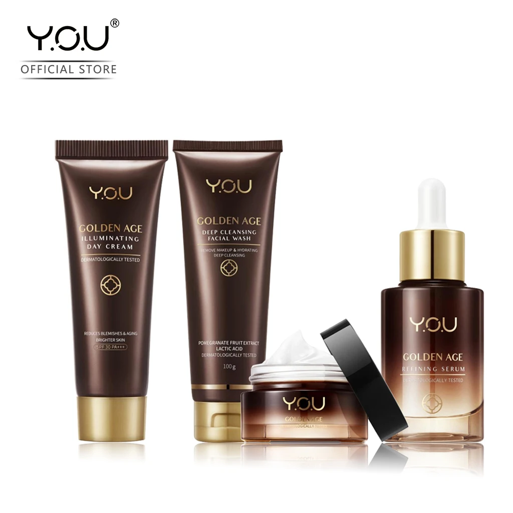 YOU Golden Age Special Glowing Complete Anti-aging Whitening Skin Care Sets Day Cream Facial Cleanser Night Face Serum Set | Красота и