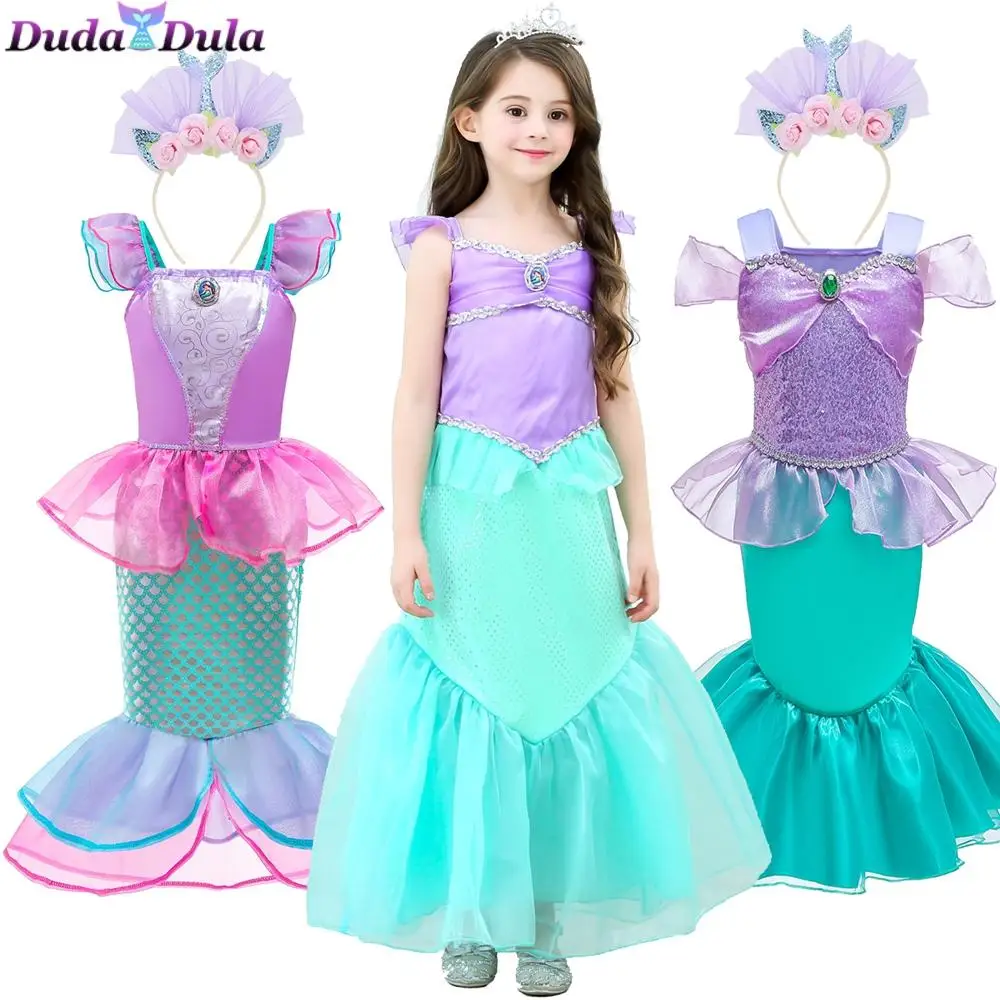 Girls Little Mermaid Ariel princess dress girls costumes Anime Baby