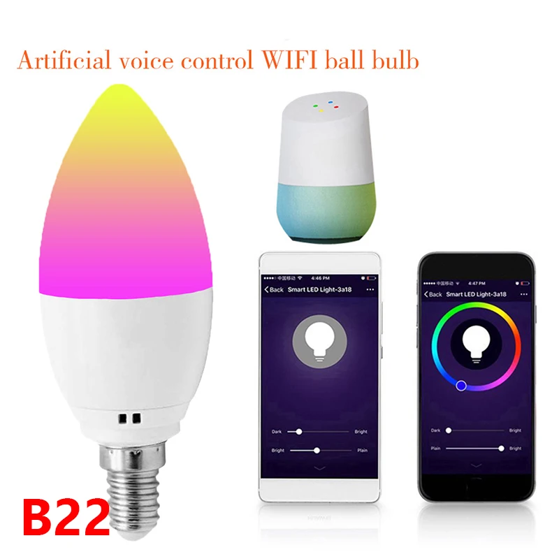 

1pc Wifi Wireless Smart Candle Light Remote Control Home Dimmable Multi-color Bulb Home Decor