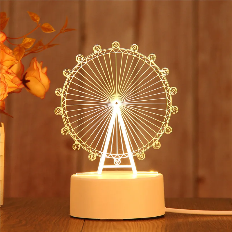 

Hot Selling USB Creative LED Night Light 3D Printing Lamp Nordic Delicacy KT-C Gift Box Packaging