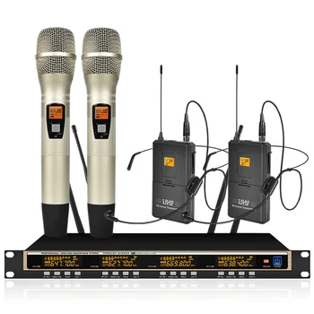 

Professional UHF Automatic Frequency Microphone System 2 Handheld 2 Headset Microphone Wireless Conference Microphone