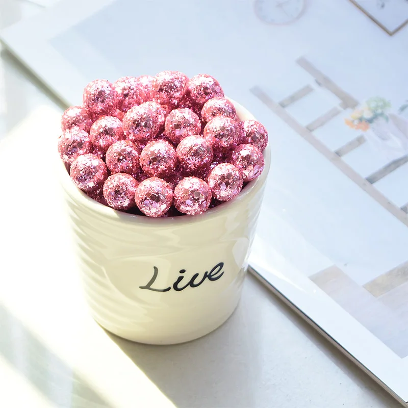 100 шт 10 мм Блестящий пенопластовый ягодный цветок букет мини фруктовые бусины для украшения рождества DIY гирлянда материал искусственные цветы
