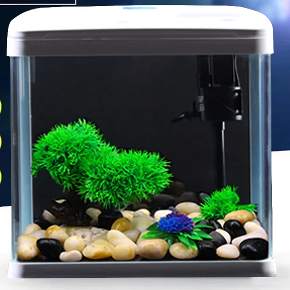 Közepes Méretű Haltartály Üveg Átlátszó Led -Es Könnyű Iroda Haltartály Aranyhal Téglalap Alakú Akvárium Peceras Hal Kiegészítők Ei50Yg