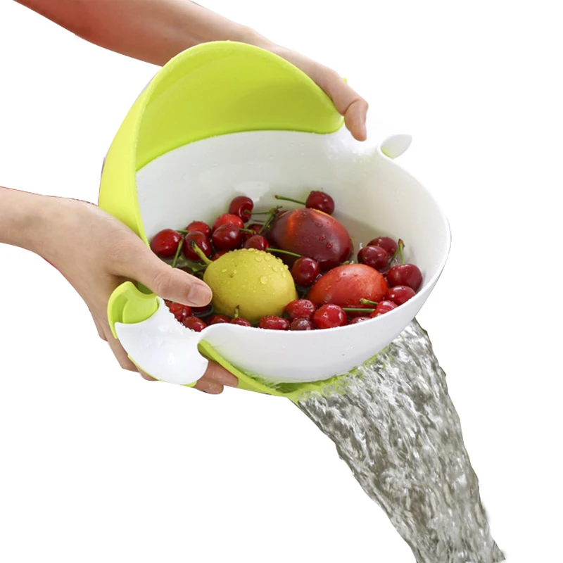 

4 colors multi-function washing vegetable and fruit drain basket detachable double drain basket WF820310