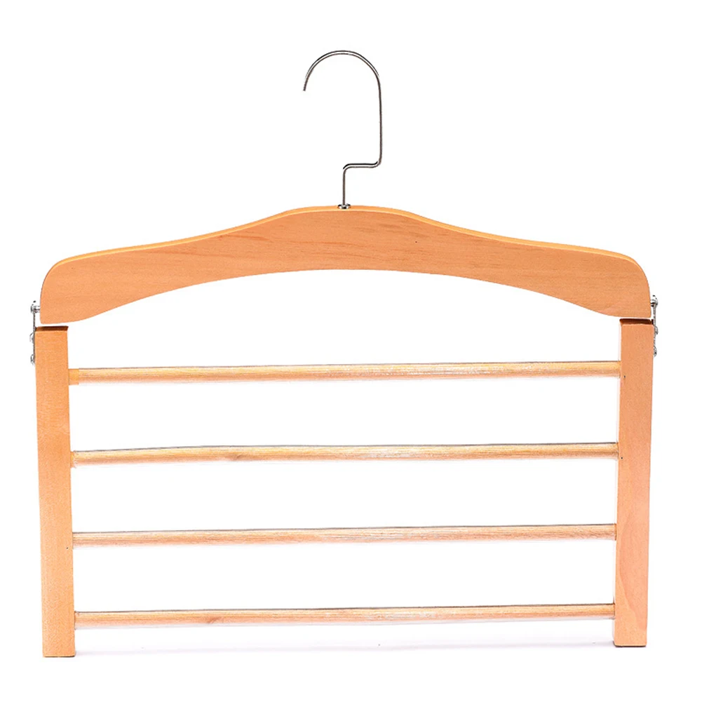 

Organizer Home Closet Wooden Space Saving Scarfs For Pants 4 Tier Non Slip Trouser Hanger Clothes Rack Multifunction Storage