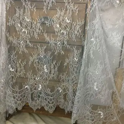 light grey 3 м/лот классический дизайн нейлоновое платье ресницы кружева мягкий черный белый французский двусторонний Шантильи кружевная ткань - Цвет: light grey