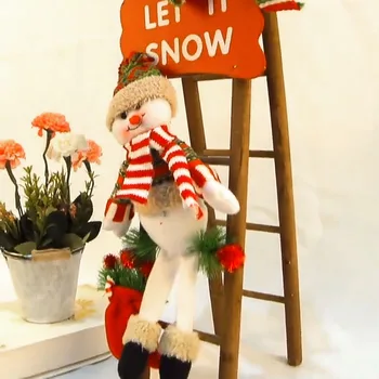 

Christmas Santa Claus Doll Wooden Climb Ladder Decoration Snowman Doll Hanging For New Year Home Shopping Mall Scene Decor