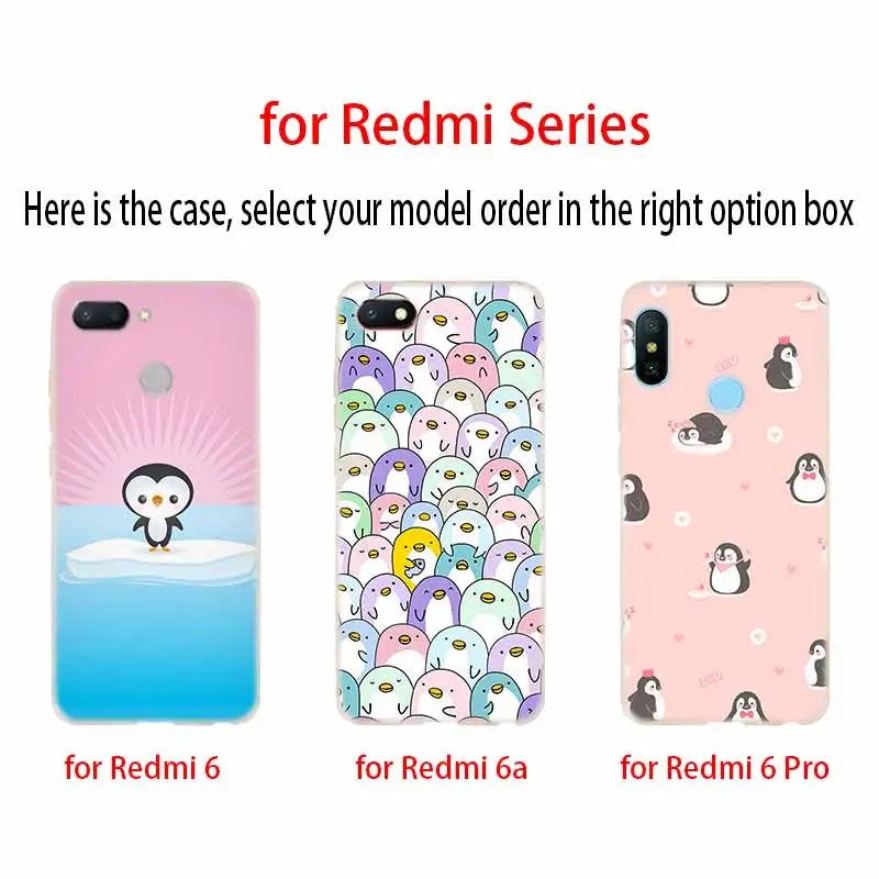 Силиконовый прозрачный чехол с милым пингвином для Xiaomi Redmi 9A 8A 7A 6A 9AT Note 9 8 7 6 5 Pro 8T 9S