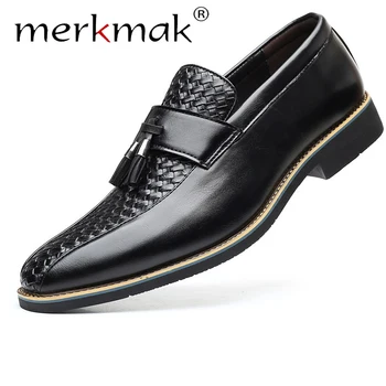 

Merkmak Tassel Man Oxford Shoes Leather Casual Brogue Men Formal Dress Shoes For Man Comfortable Big Size 38-48 Office Footwear
