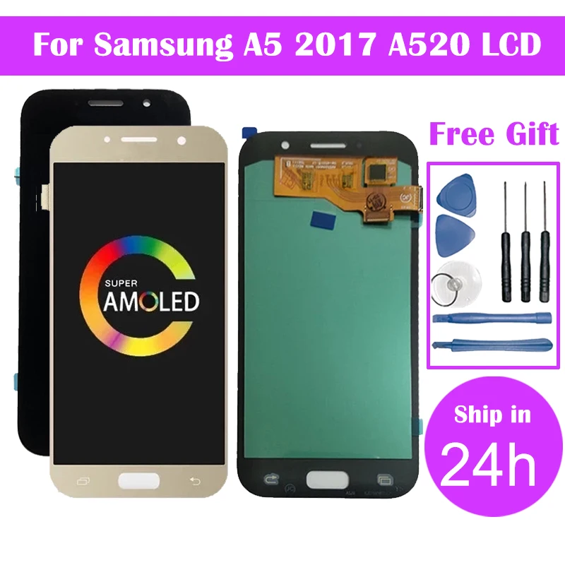 LCD Display Screen AMOLED For SAMSUNG GALAXY A5 A520 SM-A520F LCD Display Touch Screen Digitizer Assembly Replacements lcd display screen
