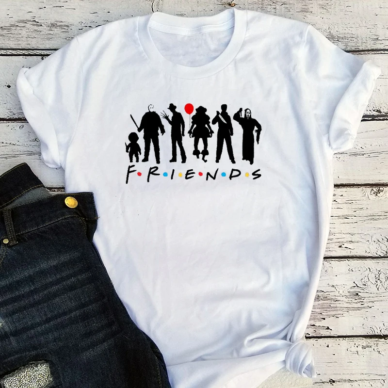 

Halloween Horror Film Shirts Women 2020 Tops Print Gothic Letter Tees Mama 2020 Fall Graphic Tee Friends Halloween Shirt