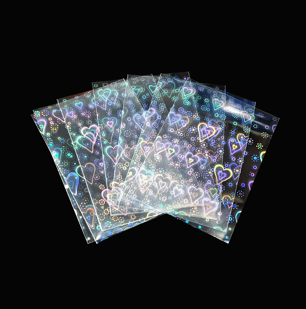 100Pcs Heart-shaped Foil Laser Flashing Clear Sleeves Korea Idol Photo Holographic Protector Trading Cards Shield Cover | Спорт и