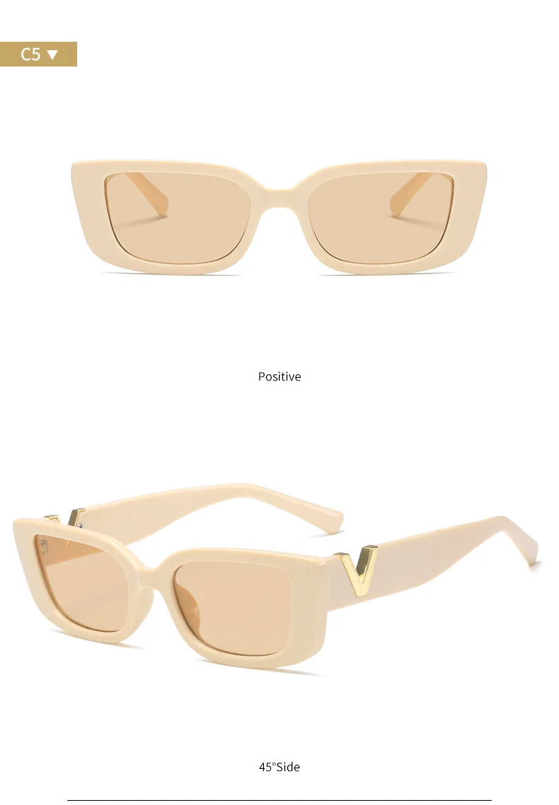 Vintage Square Sunglasses Women V Decoration Black Shades Small Frame Rectangle Glasses Brand Luxury 2021 UV400 Lens Eyewears round sunglasses