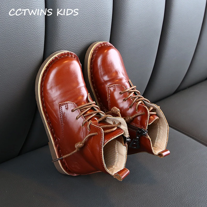 CCTWINS Kids Shoes Autumn Fashion Girls Black Martin Boots Boys Real Leather Dress Shoes Children Retro Casual Boot MB021