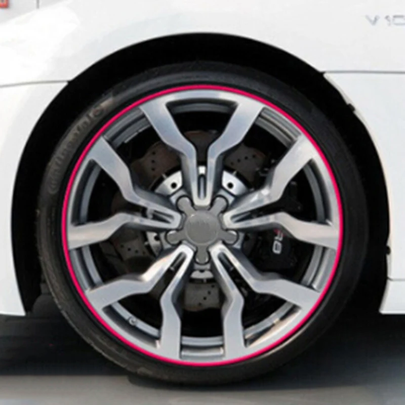 8 м/рулон автомобиля Стайлинг колеса обода протектор Декор полоса резиновая Литье отделка автомобиля цвет шин защитная линия - Цвет: PK