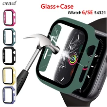 Vidro + capa para apple assista caso 44mm 40mm 42mm 38mm iwatch caso accessorie pára-choques protetor de tela apple assistir série 3 4 5 6 se