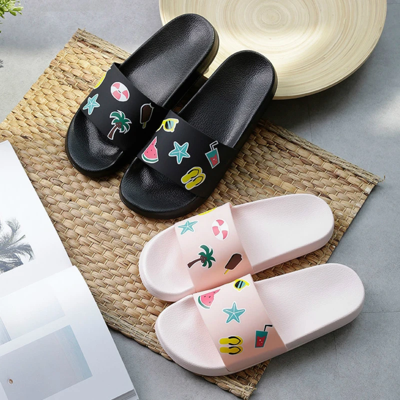 Cute Flamingo Summer Women Slippers Cartoon Ladies Slides House Shoes Black Pink Flip Flops Non-slip EVA Soft Girl Home Slippers