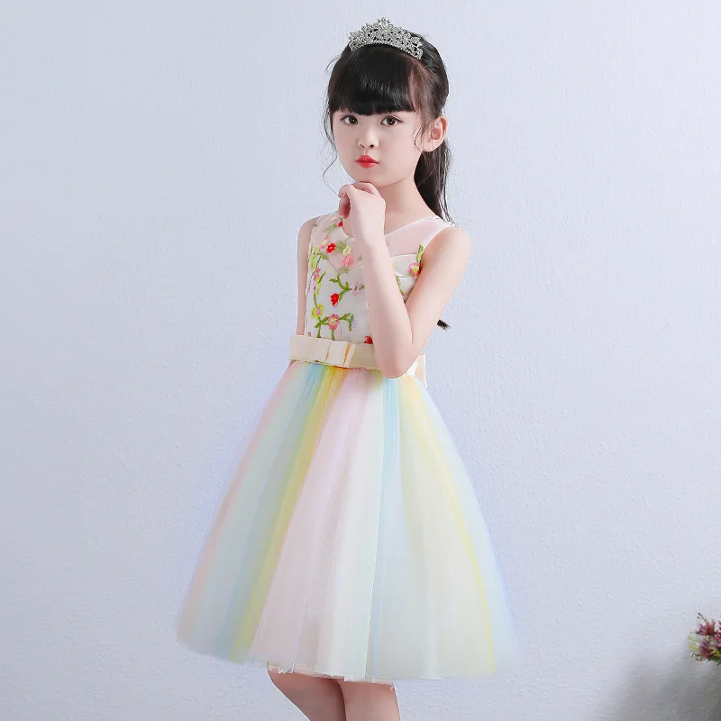 

2019 Summer Girls' Wedding Dress Hot Sales Colorful Children Late Formal Dress Dresses of Bride Fellow Kids Wedding Dress Tutu