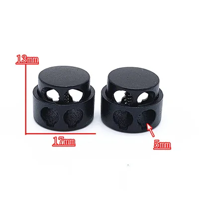Meetee 30pcs Metal Pearl Double Hole Stopper Buckles Spring Elastic Adjustment Cord Lock DIY Hat Cord End Decor Button DS010 - Color: Black