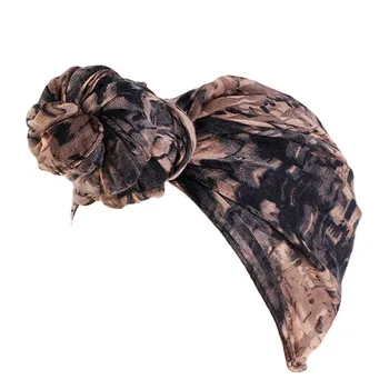 

Women's Bonnet Wind Knot Cap Balinese Tie Dyed Ball Scarf Hat Wrap Headwear Muslin Hijab Turban Coloring Printing Fashion
