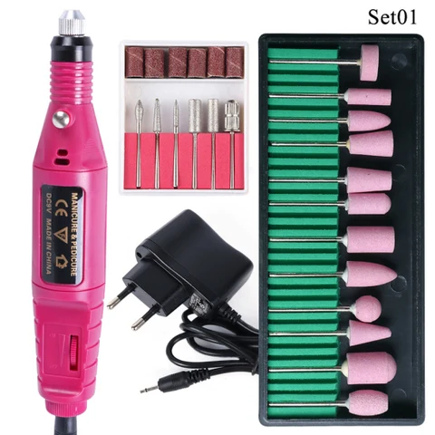 Professional Nail Drill Machine Electric Manicure Milling Cutter Set Nail Files Drill Bits Gel Polish Remover Tools TRHBS-011P-1