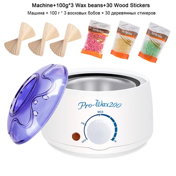 

Electric Hair Removal Wax-melt Machine Heater 300g Wax Beans 30pcs Wood Stickers Hair Removal Sets Waxing Kit cera depilatori
